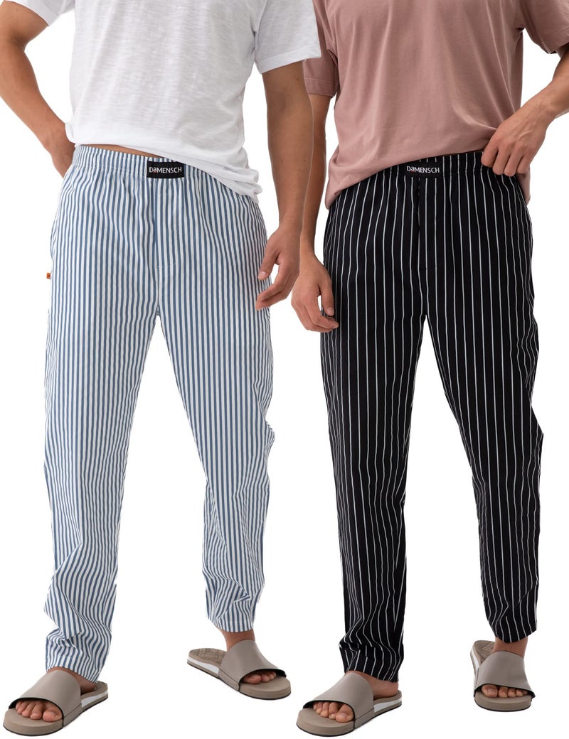DAMENSCH Men Stretch Pyjama Pants - Snooze Black,Siesta Stripes - Medium - Image 1