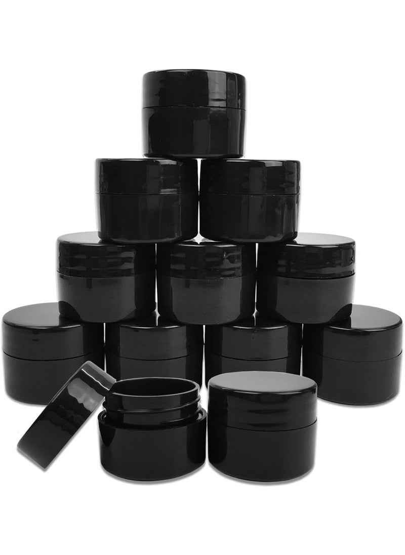 Beauticom Beauticom 12 Pieces 7G/7ML (0.25oz) Black Sturdy Thick Double Wall Plastic Container Jar with Foam Lined Lid for Lotion, Creams, Toners, Lip Balms, Makeup Samples - BPA Free 
