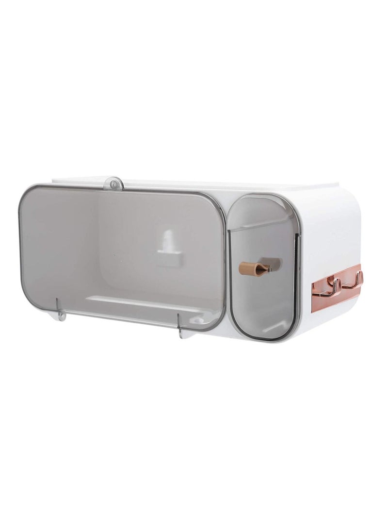 Generic Toilet Paper Dispenser Single Roll Toilet Paper Holder Wall Mounted Roll Paper Storage Box Tissue Box for Bathroom  - Image 1