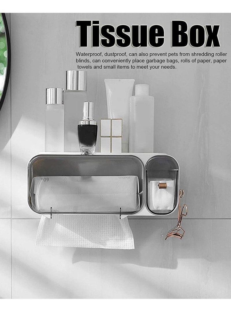 Generic Toilet Paper Dispenser Single Roll Toilet Paper Holder Wall Mounted Roll Paper Storage Box Tissue Box for Bathroom  - Image 2