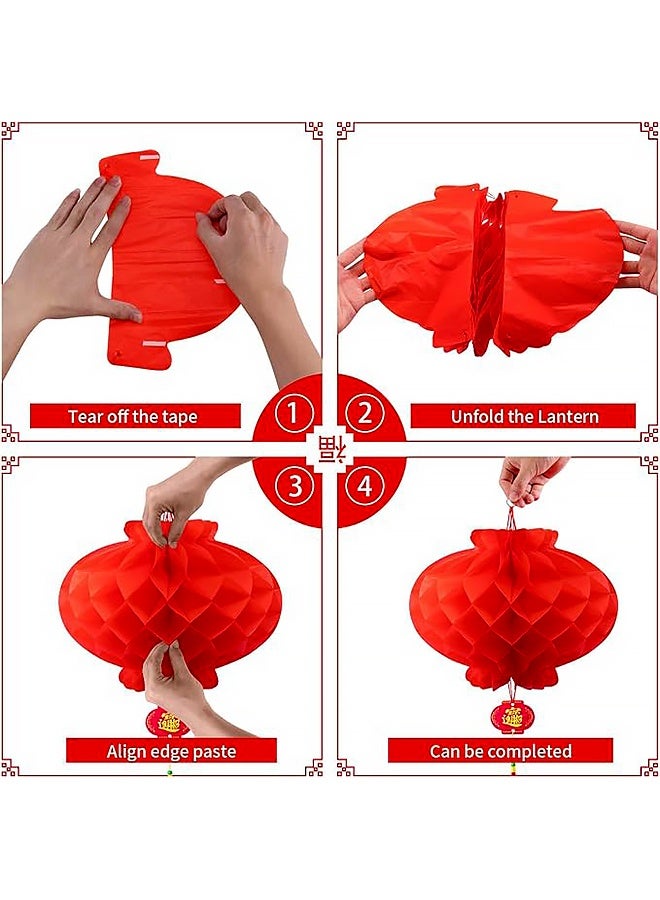 20 قطعة من الفوانيس الورقية الحمراء الصينية، زينة احتفالية للعام الجديد، وعيد الربيع، وحفلات الزفاف، والمطاعم - Image 5