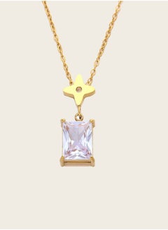 KAAF CREATIONS Crystal Pendant Necklace with Star Charm, 18K Gold Plated Stainless Steel, 40+5 cm Chain  - Image 3