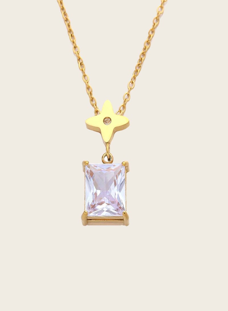 كاف كريشنس قلادة كريستال مع تعليقة على شكل نجمة، من الفولاذ المقاوم للصدأ مطلي بالذهب عيار 18 قيراط، سلسلة مقاس 40+5 سم - Image 3