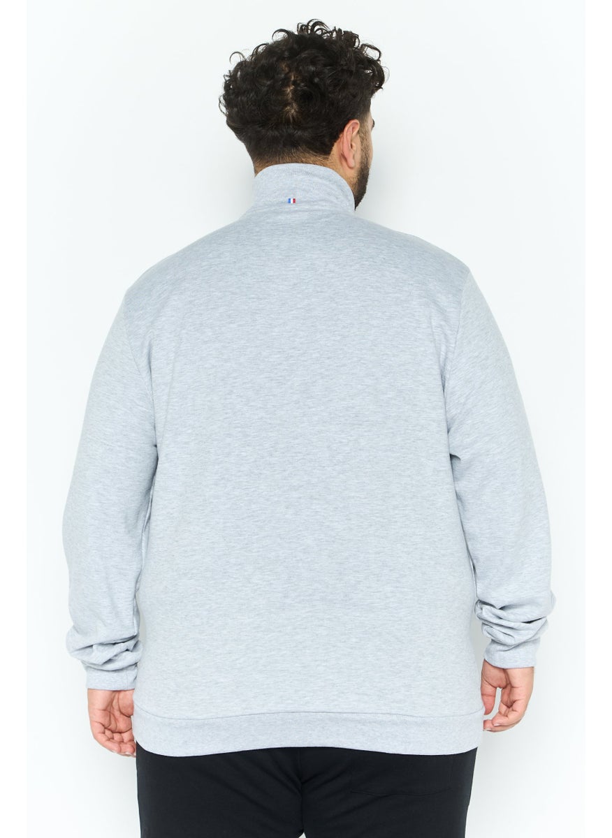 le coq sportif Men Sportswear Fit Full Zip Training Sweatshirt, Light Grey  - Image 3