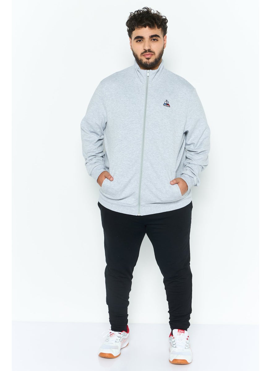 le coq sportif Men Sportswear Fit Full Zip Training Sweatshirt, Light Grey  - Image 2