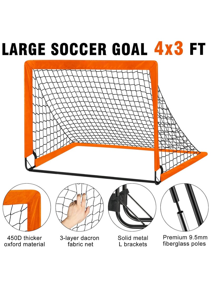 Kids Soccer Goals for Backyard, 4' x 3' Pop Up Toddler Goal Training Equipment with Ball, Agility Ladder and Cones, Portable Nets Backyard Youth Outdoor Sports Games - Image 4