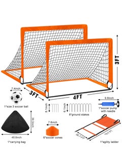 Generic Kids Soccer Goals for Backyard, 4' x 3' Pop Up Toddler Goal Training Equipment with Ball, Agility Ladder and Cones, Portable Nets Backyard Youth Outdoor Sports Games  - Image 2