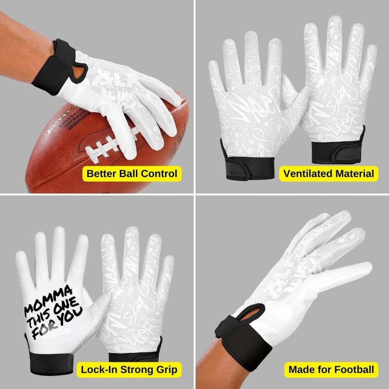 SLEEFS Football Receiver Gloves [1 Pair] - No Slip, Crazy Sticky Silicone Grip - Youth and Adult Sizes - Image 5