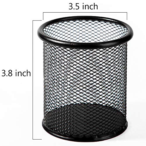 Ameceres 4 Packs Wire Mesh Pencil Holder Metal Pen Cup Desk Pen Organizer Case Pencil Jar Black for Office Home (Black) - Image 4