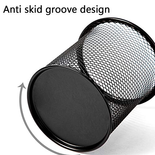 Ameceres 4 Packs Wire Mesh Pencil Holder Metal Pen Cup Desk Pen Organizer Case Pencil Jar Black for Office Home (Black) - Image 3