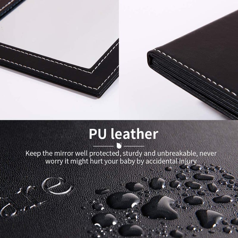 PLENARO PU Leather Foldable Makeup Mirror with Stand Vanity Compact Folding Free Standing Travel Mirror Pack of 2 - Image 3