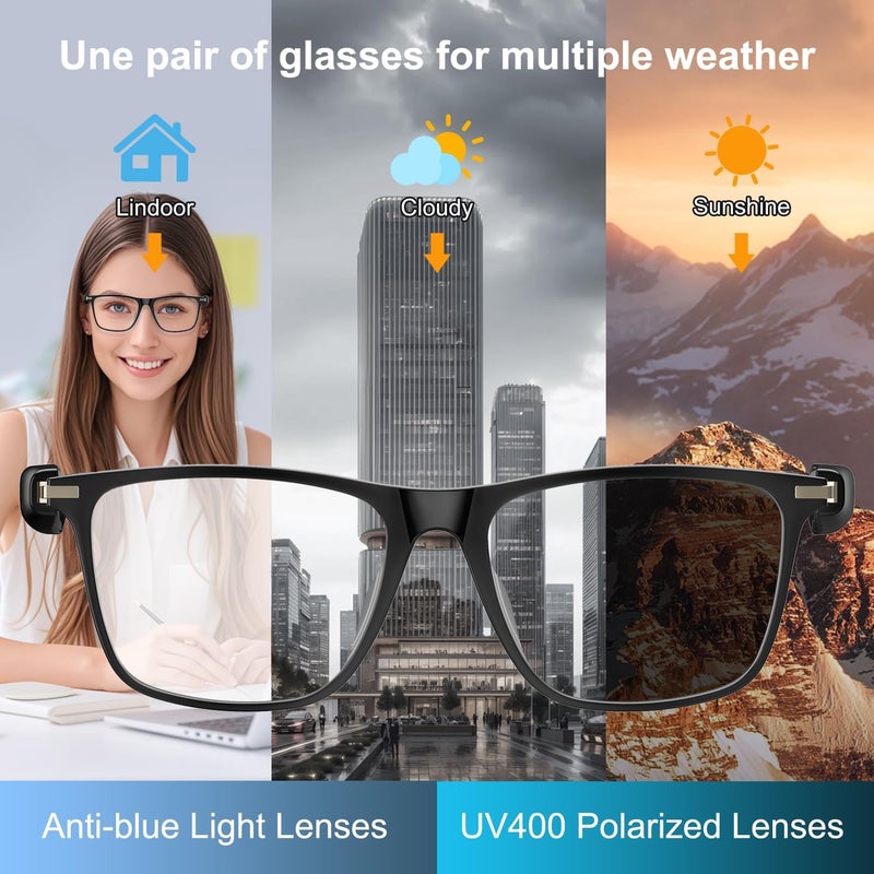 Bluetooth AI Smart Glasses with 160+ Languages, Color-Changing Lenses, Built-in Speaker & Clear Audio - Real-time Language Translator Glasses for Travel, Meetings and Business Use - Image 4