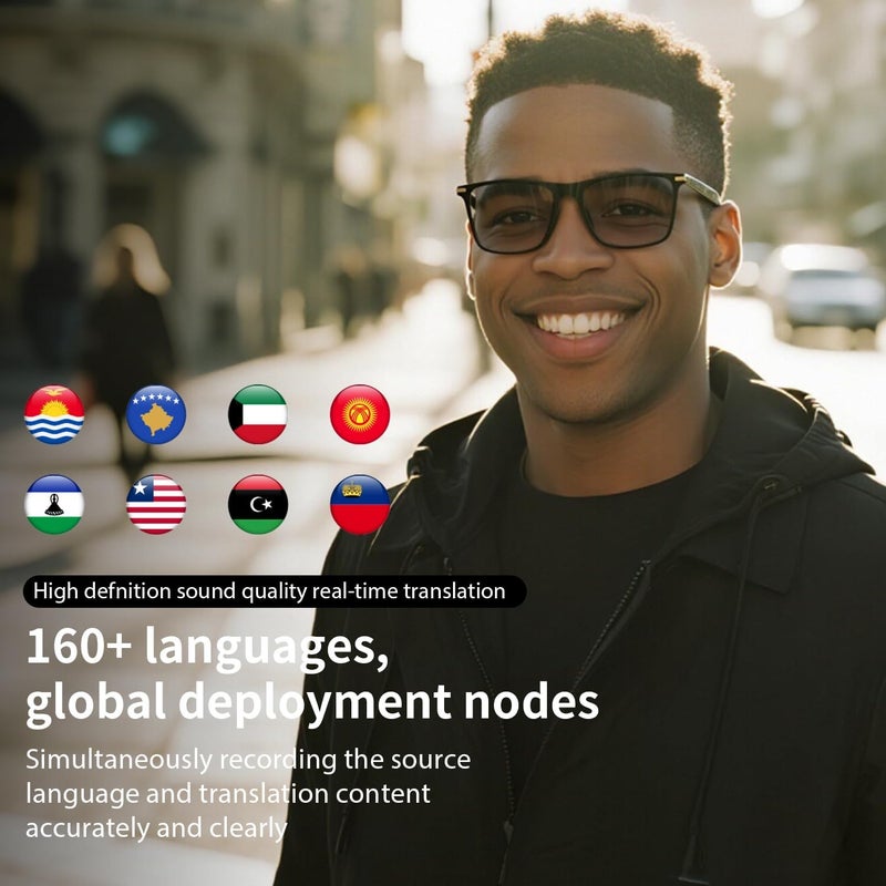 Bluetooth AI Smart Glasses with 160+ Languages, Color-Changing Lenses, Built-in Speaker & Clear Audio - Real-time Language Translator Glasses for Travel, Meetings and Business Use - Image 3
