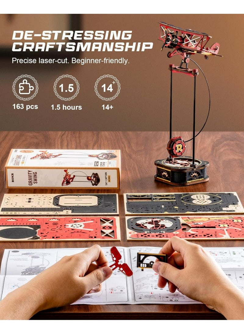 ROBOTIME ROKR Sky Captain Pendulum Balance Toy 3D Puzzle MCD01,Perfect for Home Decor & Creative Gift, Ideal for Bedroom, Kitchen, or Living Room, Festive Home Accent, Detailed Craftsmanship - Image 4