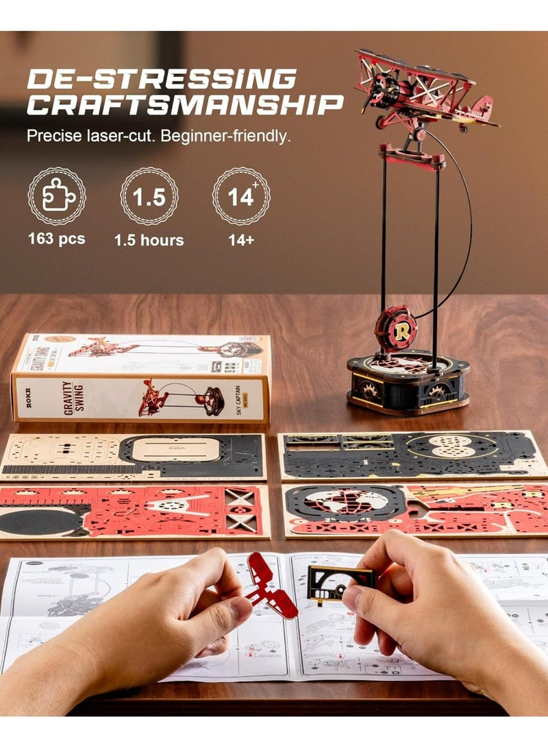 ROBOTIME ROKR Sky Captain Pendulum Balance Toy 3D Puzzle MCD01,Perfect for Home Decor & Creative Gift, Ideal for Bedroom, Kitchen, or Living Room, Festive Home Accent, Detailed Craftsmanship - Image 5