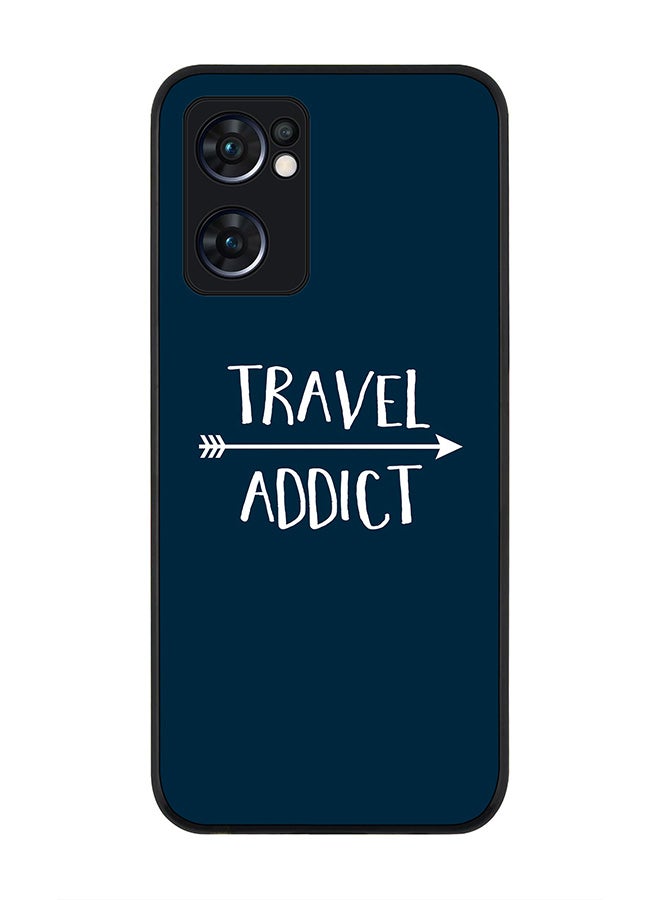 Stylizedd Rugged Black edge case for Oppo Find X5 Lite, Slim fit Soft Case Flexible Cover - Travel Addict - Image 1