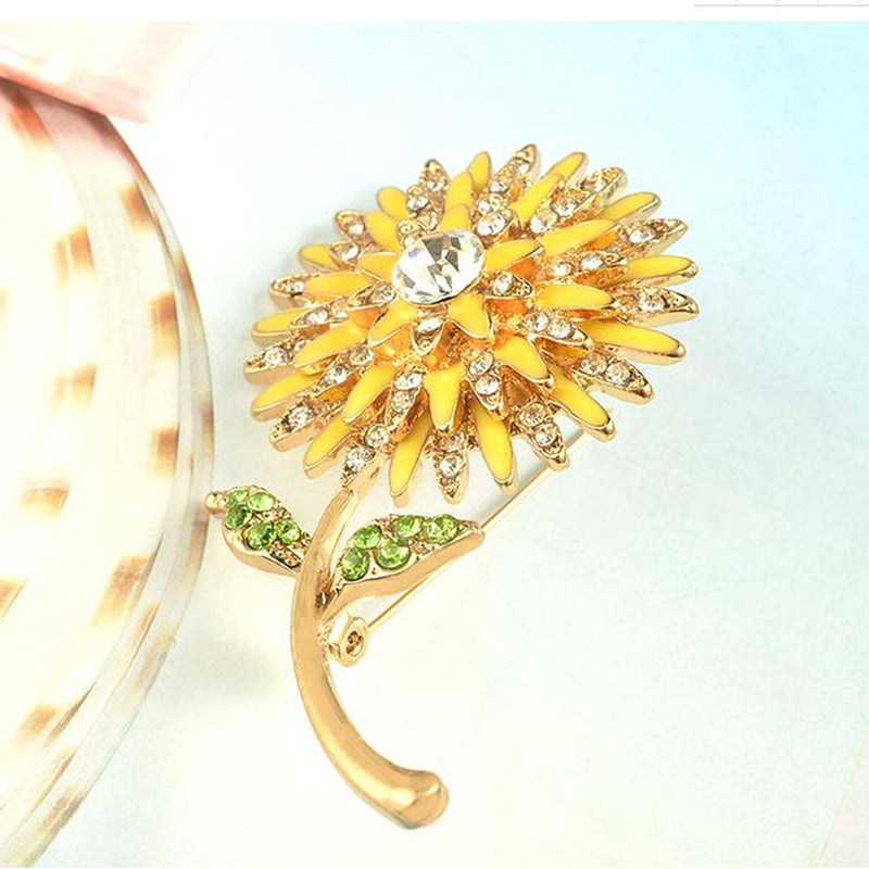💍 دبابيس دوار الشمس بأحجار الراين للنساء والفتيات - Image 2