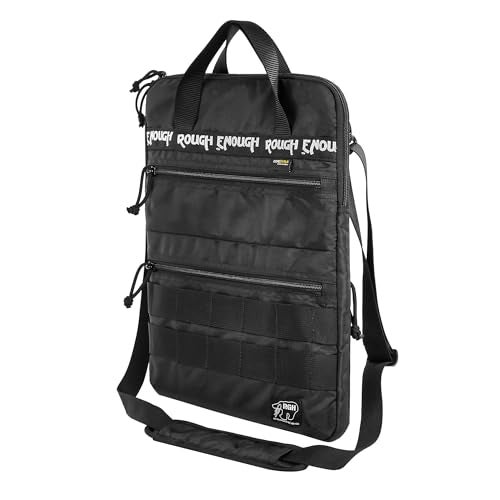 RE ROUGH ENOUGH Rough Enough 16 Inch Laptop Sleeve Case Bag for Dual Tablet Storage with Accessory Pocket Handle Shoulder Strap Outdoor Travel Tactical Cordura Black - Image 1