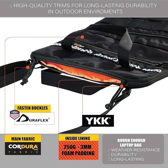RE ROUGH ENOUGH Rough Enough 16 Inch Laptop Sleeve Case Bag for Dual Tablet Storage with Accessory Pocket Handle Shoulder Strap Outdoor Travel Tactical Cordura Black - Image 5