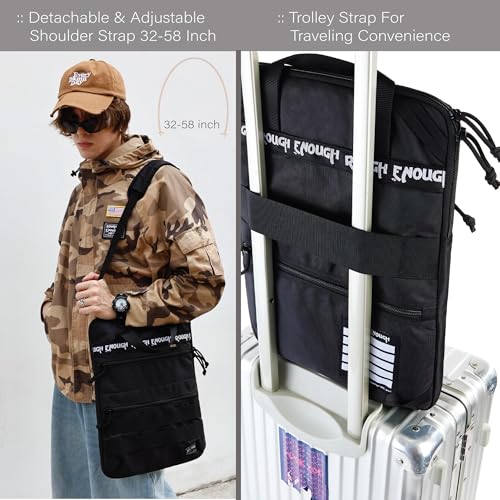 RE ROUGH ENOUGH Rough Enough 16 Inch Laptop Sleeve Case Bag for Dual Tablet Storage with Accessory Pocket Handle Shoulder Strap Outdoor Travel Tactical Cordura Black - Image 3