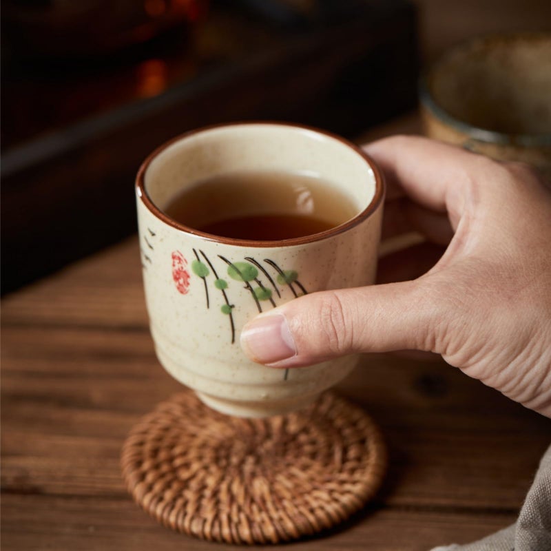 Nagpew 6 Pieces Japanese Tea Cups, 6 Oz Ceramic Coffee Cup with Good Heat Retention, No Handle Teacup Matcha Mug for Latte, Juice, Gift, Dishwasher Safe - Image 5