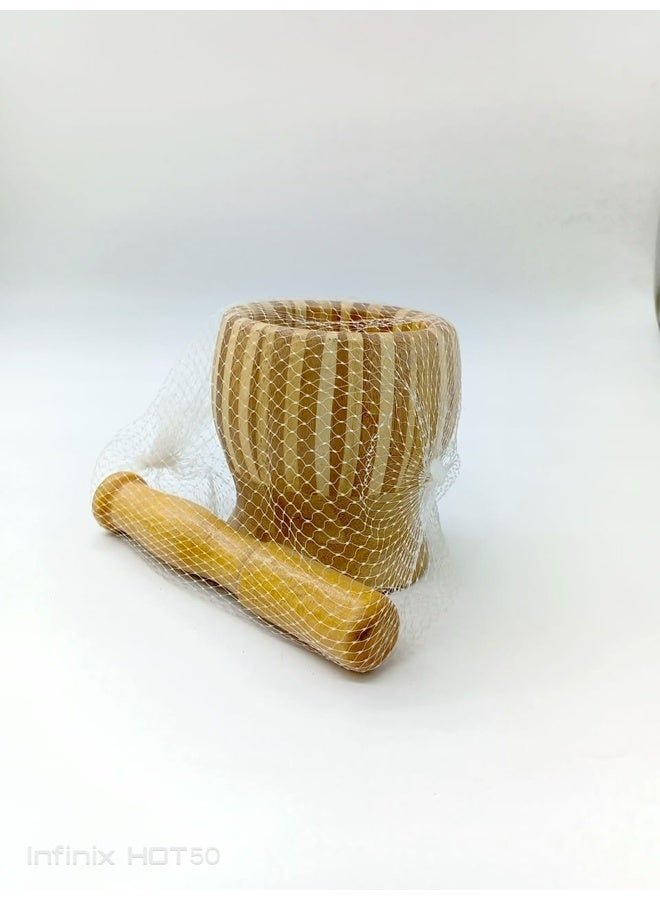 Genaric Elegant Bamboo Mortar & Pestle Set - Rustic Kitchen Tool