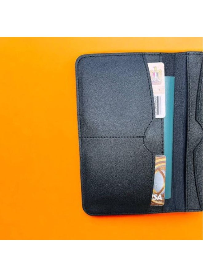 Passport wallet - Artificial leather- Black- One sided printing- English Quotes-Adventure awaits - We print your gift - Image 3