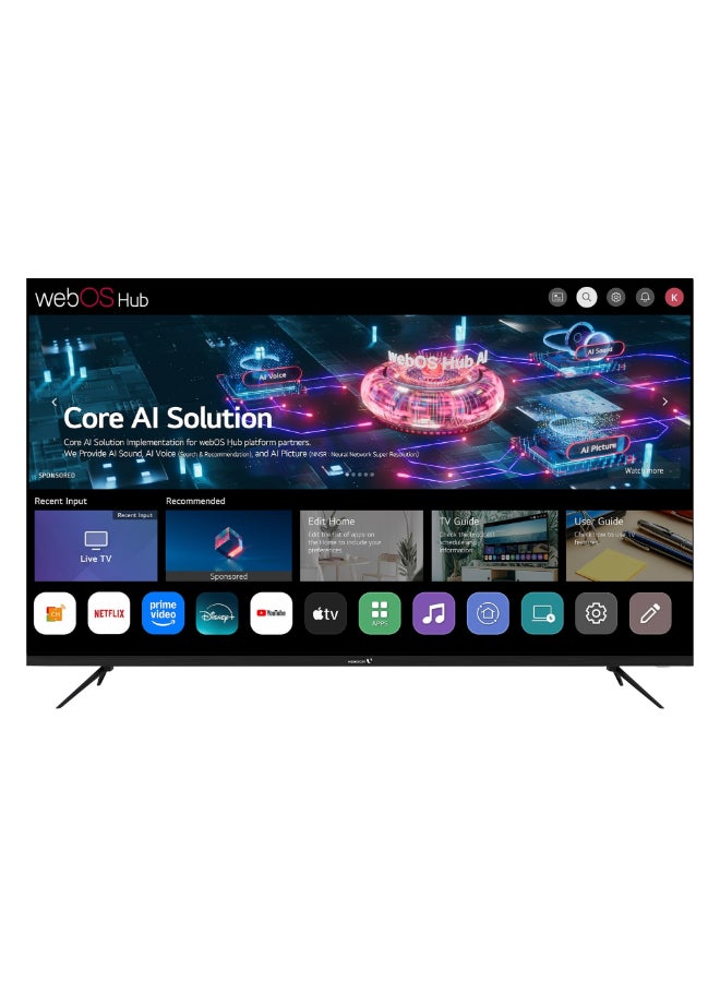 Videocon 70 Inch 4K UHD Smart TV | WebOS Hub OS with Core AI Solution | A+ Grade Panel | Magic Remote | Dolby Audio | Bluetooth | Free Wall Mount (2025 Model) – E70ELWO1100 E70ELWO1100 Black