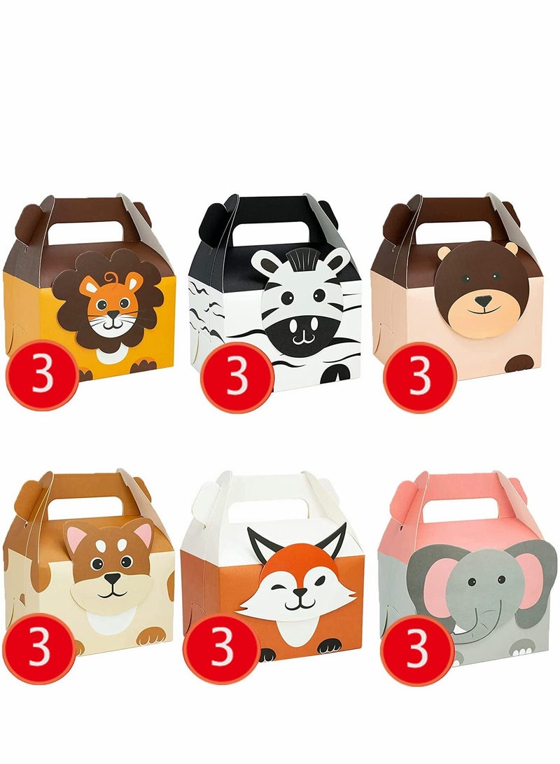 SYOSI Small Candy Treat Boxes, Paper , Animal Theme Gable Gift with Handles, Party Favor Goodies Box for Kids' Birthday, Wedding, Baby Shower, Bridal Showers, Picnic Snacks - Image 2