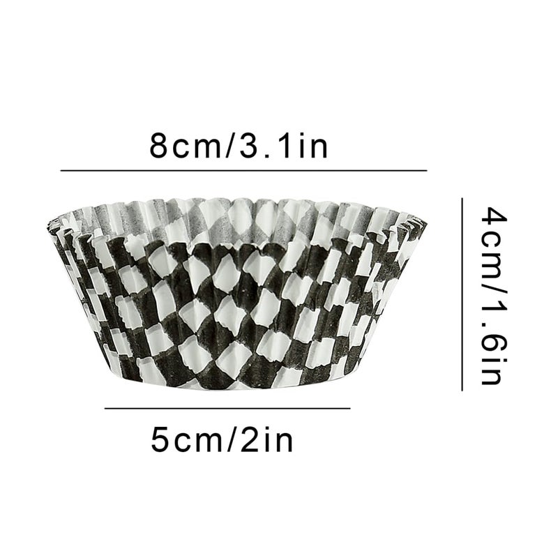 BinaryABC Black Checkered Cupcake Liners Baking Cups,Birthday Cake Decorations Party Supplies,100Pcs - Image 3