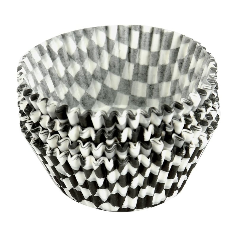 BinaryABC Black Checkered Cupcake Liners Baking Cups,Birthday Cake Decorations Party Supplies,100Pcs - Image 1