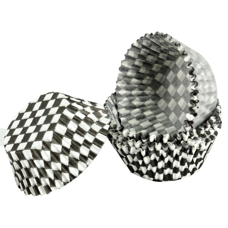 BinaryABC Black Checkered Cupcake Liners Baking Cups,Birthday Cake Decorations Party Supplies,100Pcs - Image 2