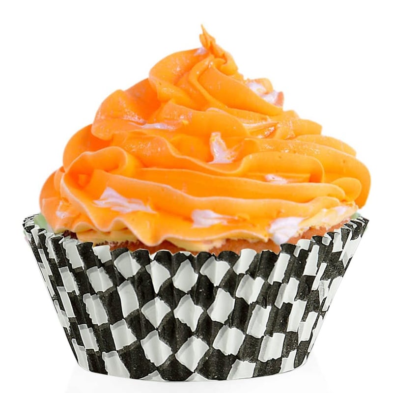 BinaryABC Black Checkered Cupcake Liners Baking Cups,Birthday Cake Decorations Party Supplies,100Pcs - Image 5