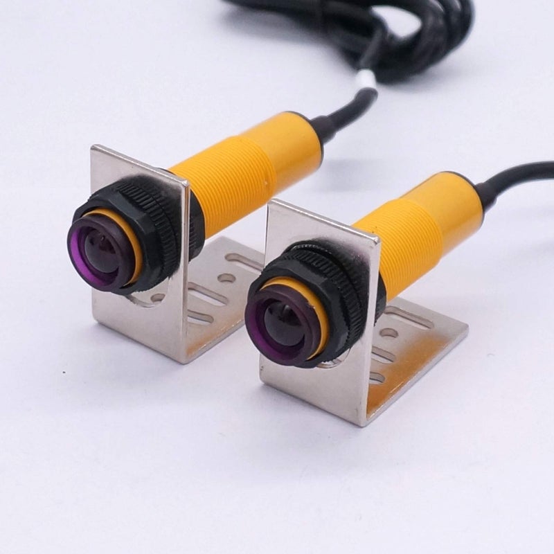 Taiss / 1 Pair Photoelectric Sensor M18 Infrared Ray Through-Beam Reflection Optical Photoelectric Switch Sensor PNP NO 6-36VDC Proximity Switch Inductive Distance 5M with mounting Bracket E3F-5DP1 - Image 2