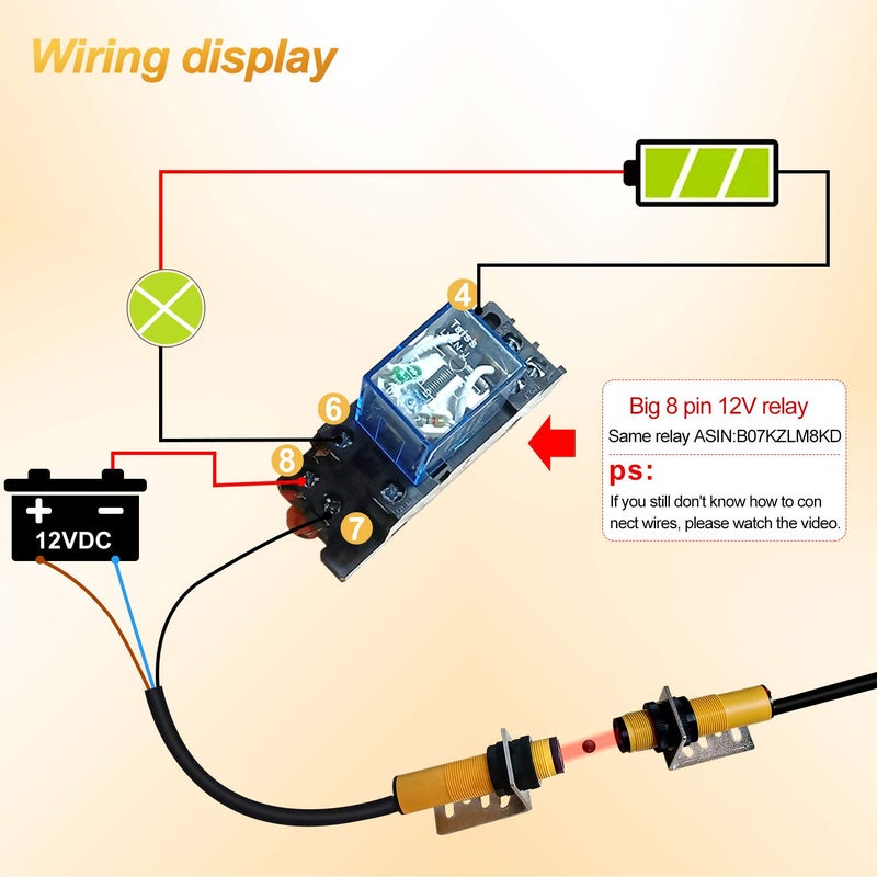 Taiss / 1 Pair Photoelectric Sensor M18 Infrared Ray Through-Beam Reflection Optical Photoelectric Switch Sensor PNP NO 6-36VDC Proximity Switch Inductive Distance 5M with mounting Bracket E3F-5DP1 - Image 4