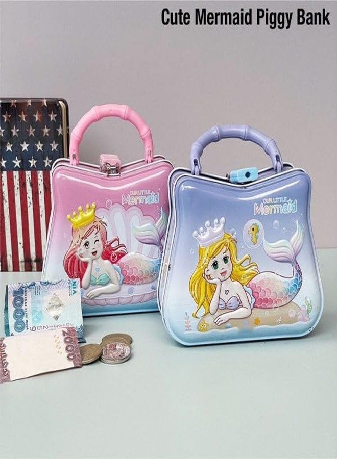 Sajani Cute Cartoon Creative Portable Piggy Bank, Money Saving Box with Combination Lock, Mini Coin Bank Gifts for Boys and Girls, Best Return Gifts for Kids (Pack of 1) (Mermaid - Purple) - Image 5