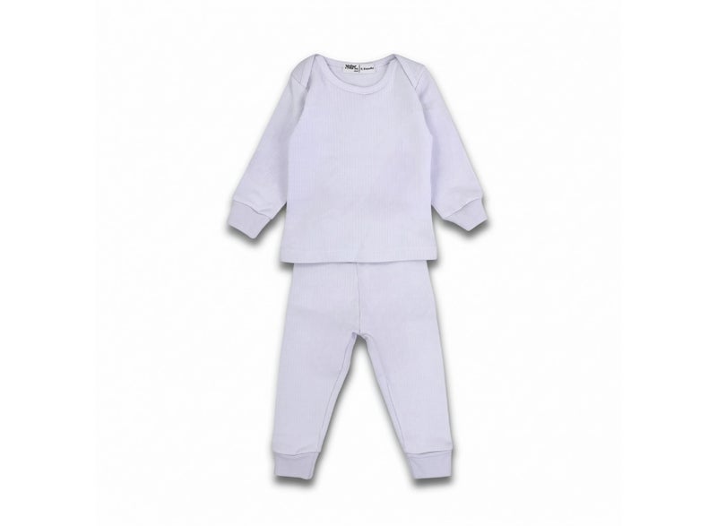 Ourkids Unisex Baby Cotton Long-Sleeved Thermal Set Pack of 2 – White - Image 1