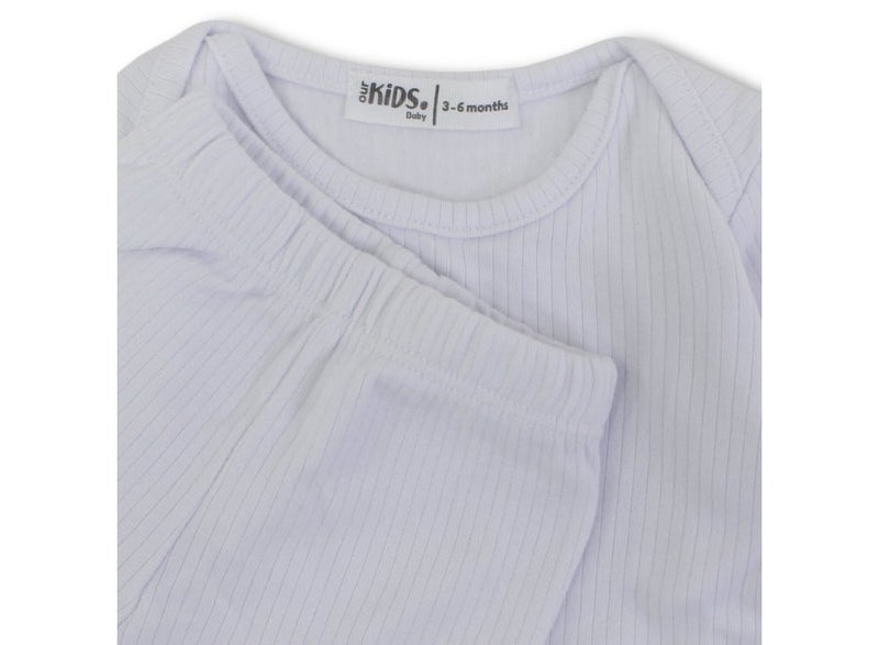 Ourkids Unisex Baby Cotton Long-Sleeved Thermal Set Pack of 2 – White - Image 3