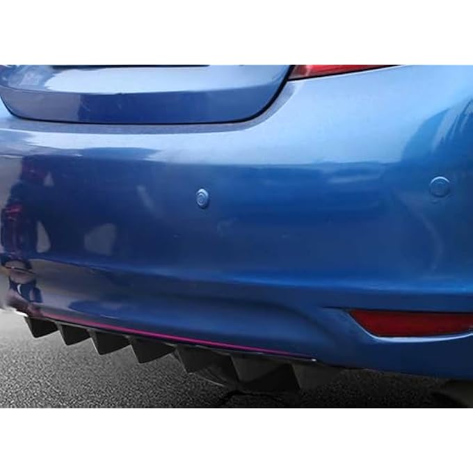 Propartauto 33" x6" Shark Fin Universal Rear Bumper Lip Diffuser 7 Fin Gloss Black ABS - Image 5