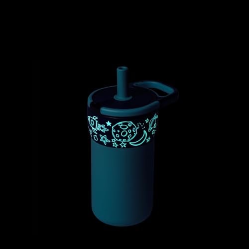 BrÃ¼Mate BrüMate Leap 12oz 100% Leakproof Kids Tumbler with Handle and Silicone Soft Straw | Drop Resistant Silicone Sleeve | For Kids 4+ | Insulated Stainless Steel | Cup Holder Friendly | 12oz (Outer Space) - Image 2