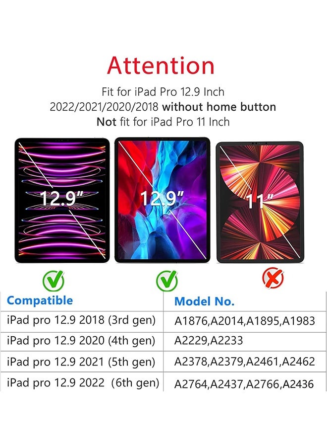 واقي شاشة لجهاز iPad Pro مقاس 12.9 بوصة 【إصدار 2022 و2021 و2020 و2018، الجيل السادس والخامس والرابع والثالث】، طبقة زجاجية مقواة بصلابة 9H+ مع صينية تطبيق تلقائي، خالٍ من الفقاعات، يدعم قلم Apple - Image 2