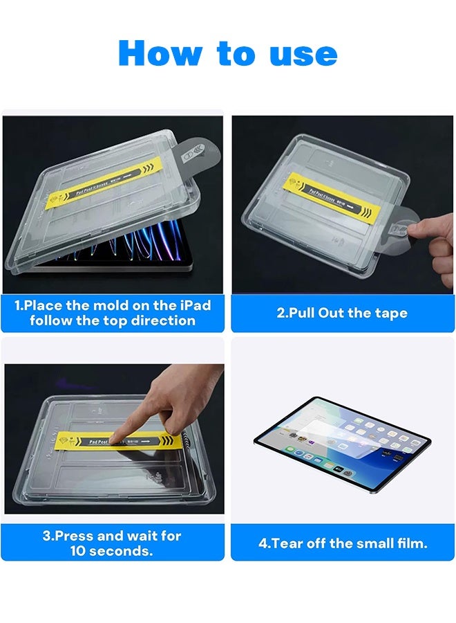 واقي شاشة لجهاز iPad Pro مقاس 12.9 بوصة 【إصدار 2022 و2021 و2020 و2018، الجيل السادس والخامس والرابع والثالث】، طبقة زجاجية مقواة بصلابة 9H+ مع صينية تطبيق تلقائي، خالٍ من الفقاعات، يدعم قلم Apple - Image 4