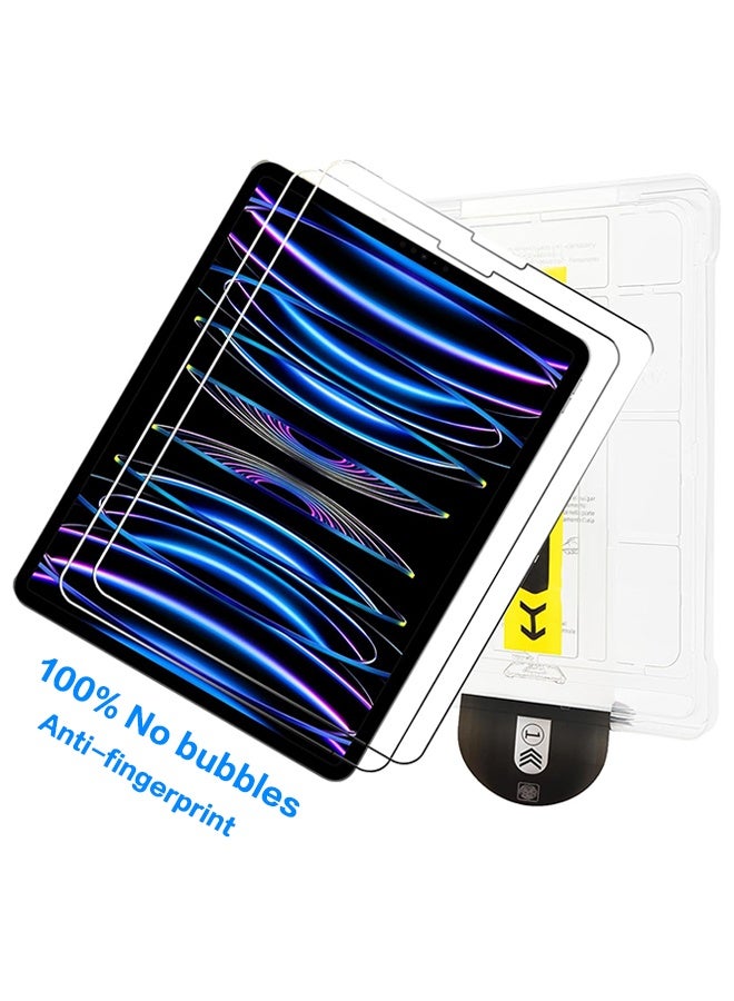واقي شاشة لجهاز iPad Pro مقاس 12.9 بوصة 【إصدار 2022 و2021 و2020 و2018، الجيل السادس والخامس والرابع والثالث】، طبقة زجاجية مقواة بصلابة 9H+ مع صينية تطبيق تلقائي، خالٍ من الفقاعات، يدعم قلم Apple - Image 1