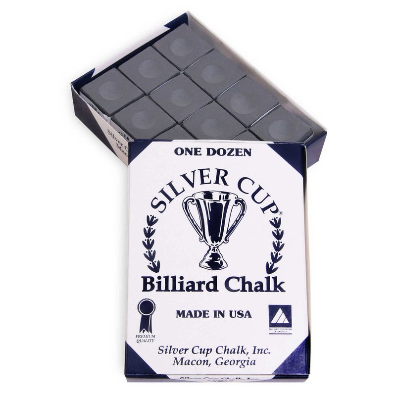 Silver Cup Billiard Chalk - One Dozen (Charcoal) - Image 1