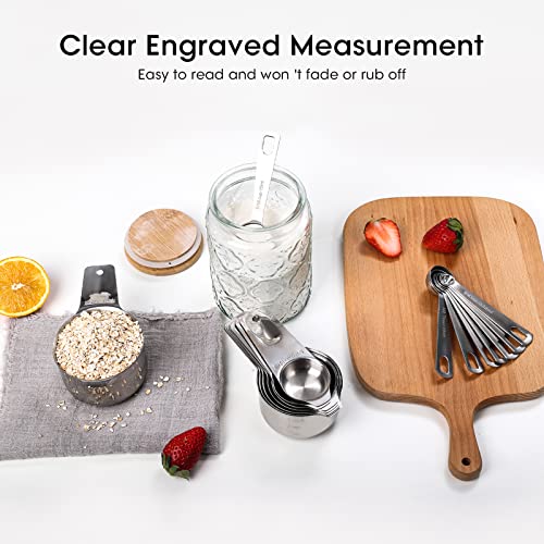 DOTINGHUX 17 Piece Stainless Steel Measuring Cups and Spoons Set, with 1/16 Cup,1/3 Spoon and 1 Leveler - Image 2
