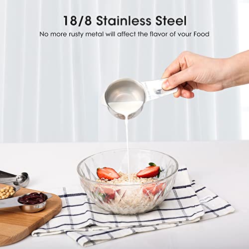 DOTINGHUX 17 Piece Stainless Steel Measuring Cups and Spoons Set, with 1/16 Cup,1/3 Spoon and 1 Leveler - Image 4