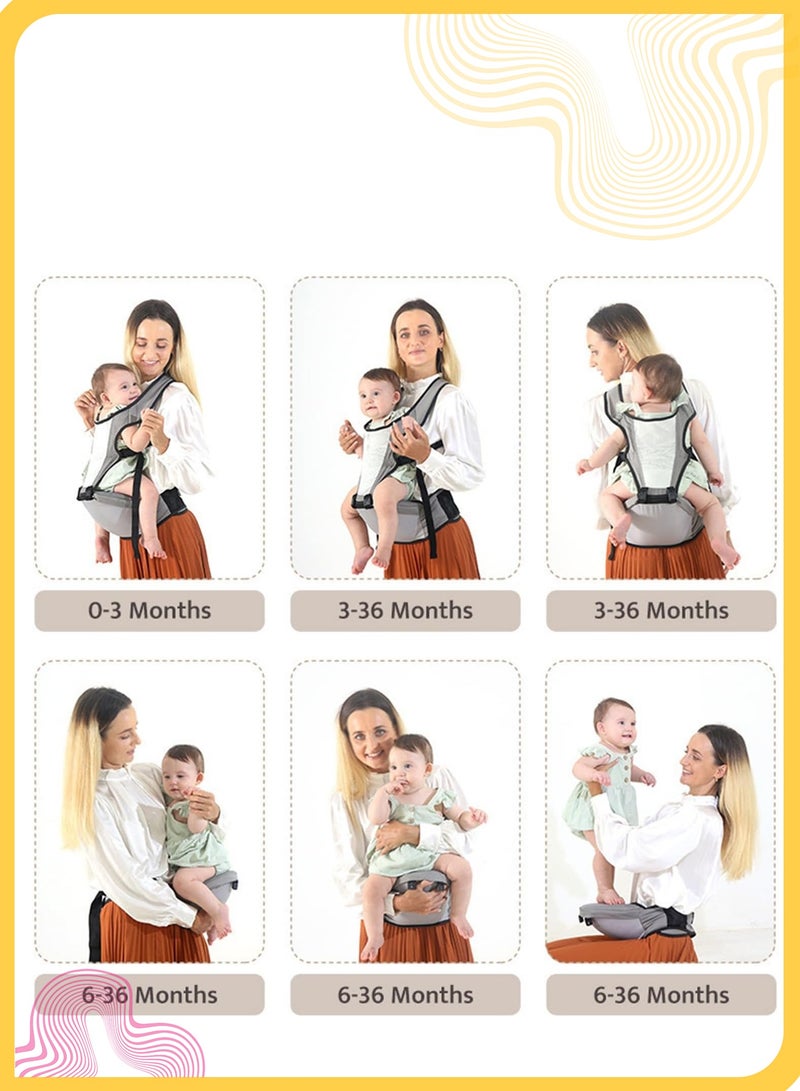 شي آند ليتل حمالة أطفال خفيفة الوزن وقابلة للتهوية بمقعد الورك، تصميم نحيف صيفي للأطفال من عمر 0 إلى 36 شهرًا، مثالية للسفر والنزهات - Image 2