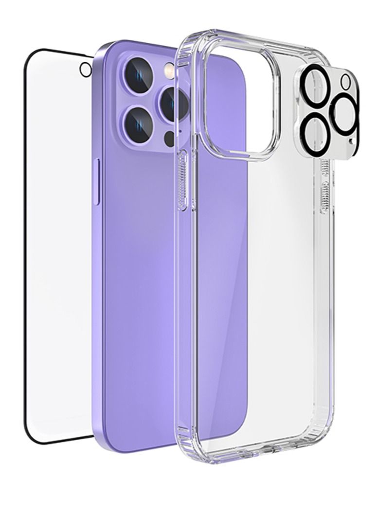 High Quality iPhone 13 Pro Max Screen Protector, Lens Protector and Phone Case 3 in 1 Package - Image 1