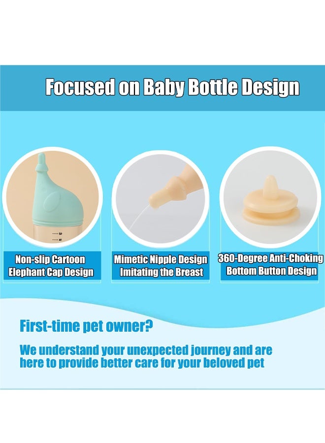 Kitten Puppy Feeding Bottle Kit  Anti-Chock Elephant Shape with Replaceable Nipples for Small Pets - Image 4