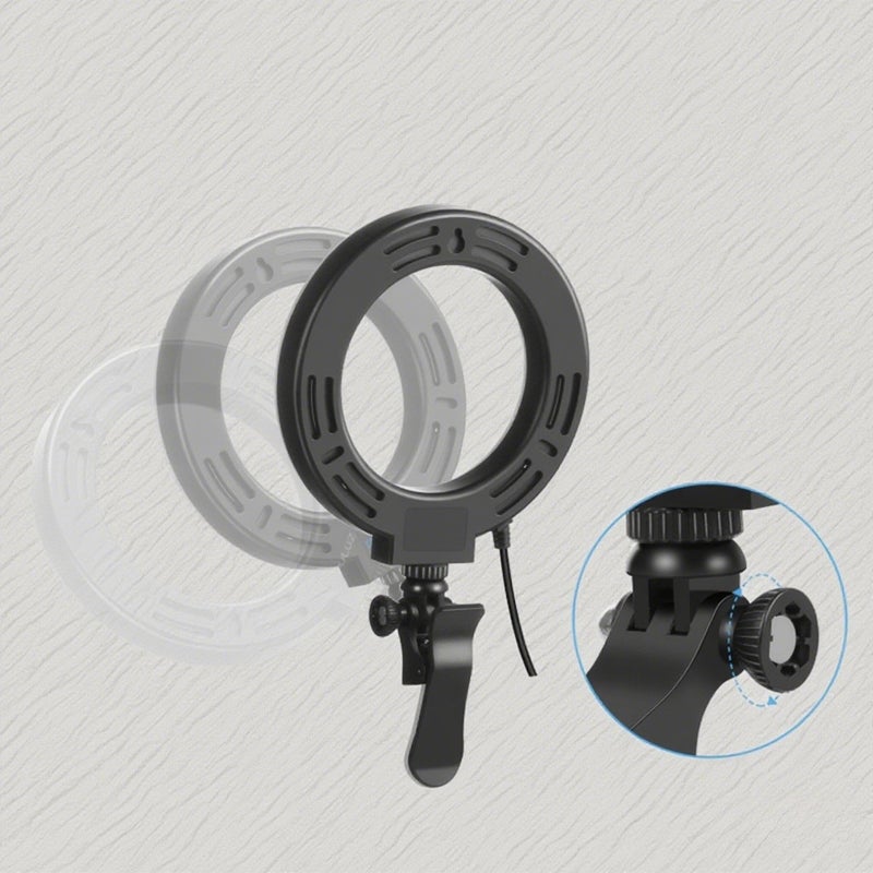 Ring Light 4.7Inch 3200-5600K Color Temperature With 10 Brightness Levels - Anti-Scratch Metal Mounting Clamp Curved Ring Light 180° Rotation for Live Streaming Web Conferencing Video Calls - Image 5